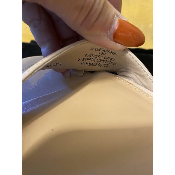 STEVE MADDEN Women's “Blane” Size 9.5M Bone Patent Platform Ankle Strap Heels - Picture 5 of 15